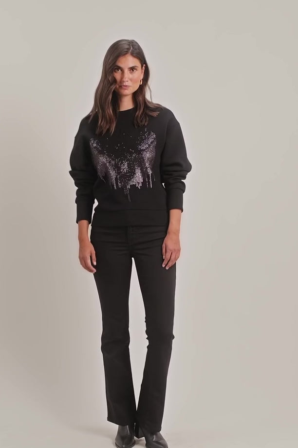 Dakota O-LS Glam Sweatshirt | Black | Sweats fra Mos Mosh