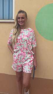 Alma Shorts | Mint Pink Flower | Shorts fra Liberté