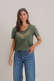 Faye O-SS Tee   | Dark Pine | T-shirt fra Mos Mosh