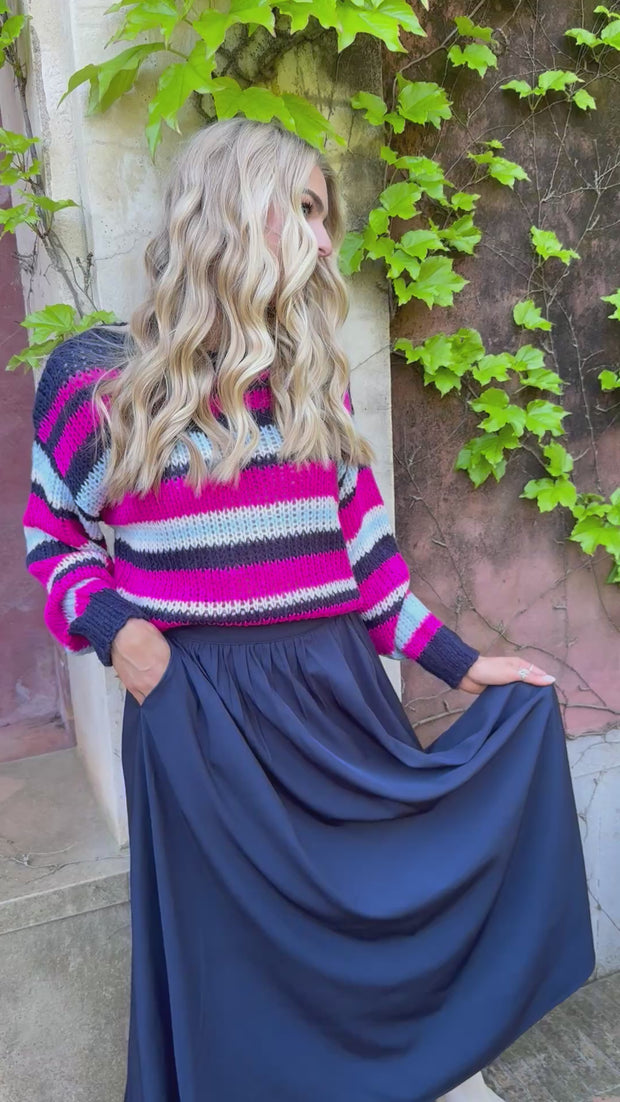 Frede Long Skirt | Navy | Nederdel fra Liberté