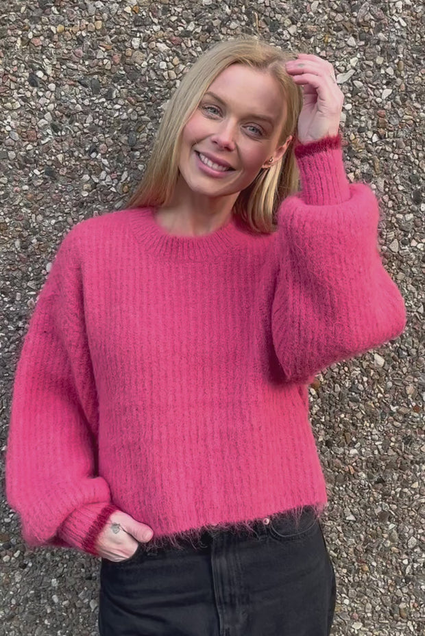 Coralie Crop Rib O-Knit 32140 | Magenta | Strik fra Co'couture