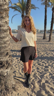 Ulla Ss Vneck Tshirt | Ivory | T-Shirt fra Liberté