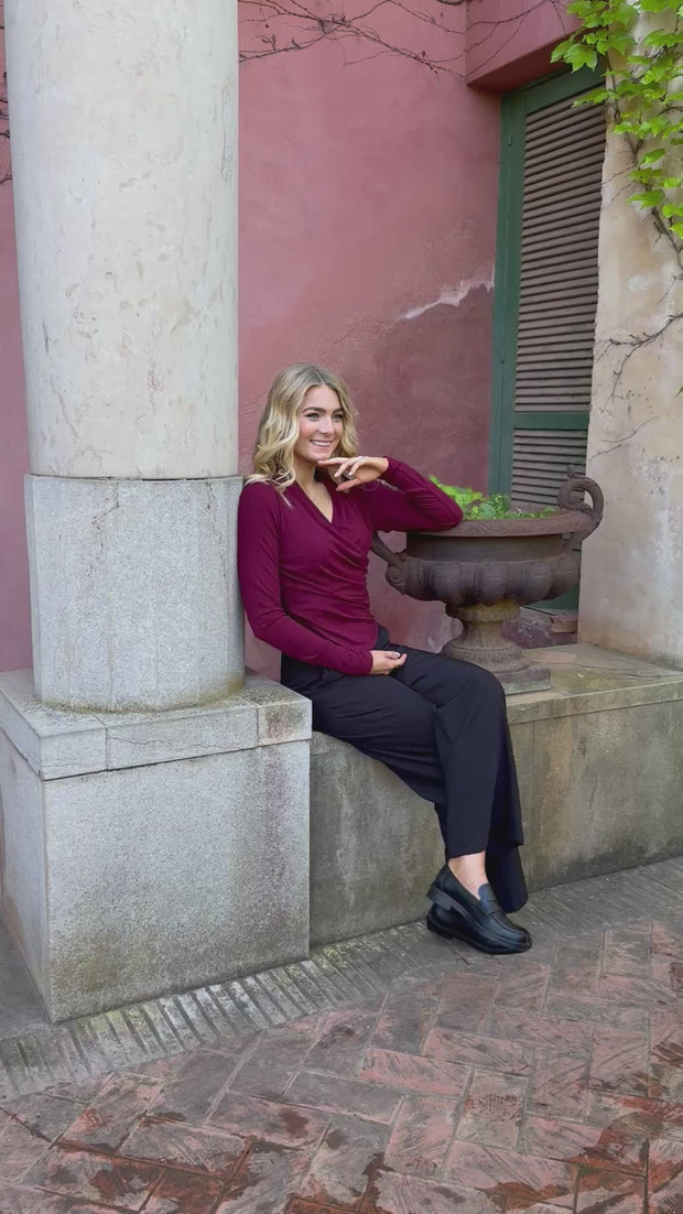 Ea Ls Wrap Blouse | Bordeaux | Bluse fra Liberté