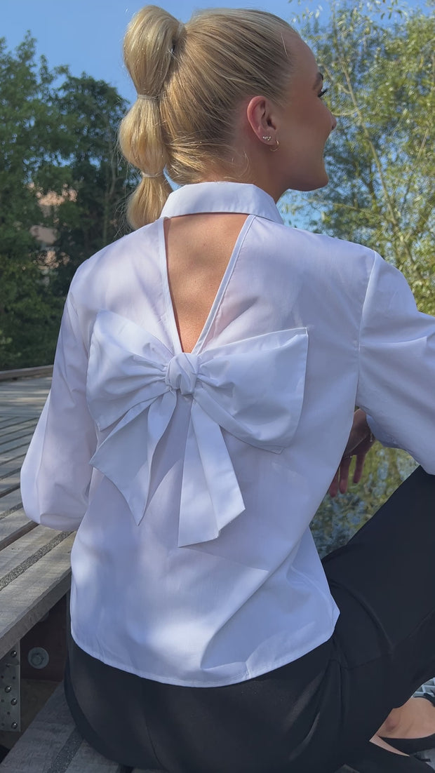 Bobo Ls Bow Shirt | White | Skjorte fra Liberté