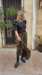 Frede Long Skirt | Army | Nederdel fra Liberté