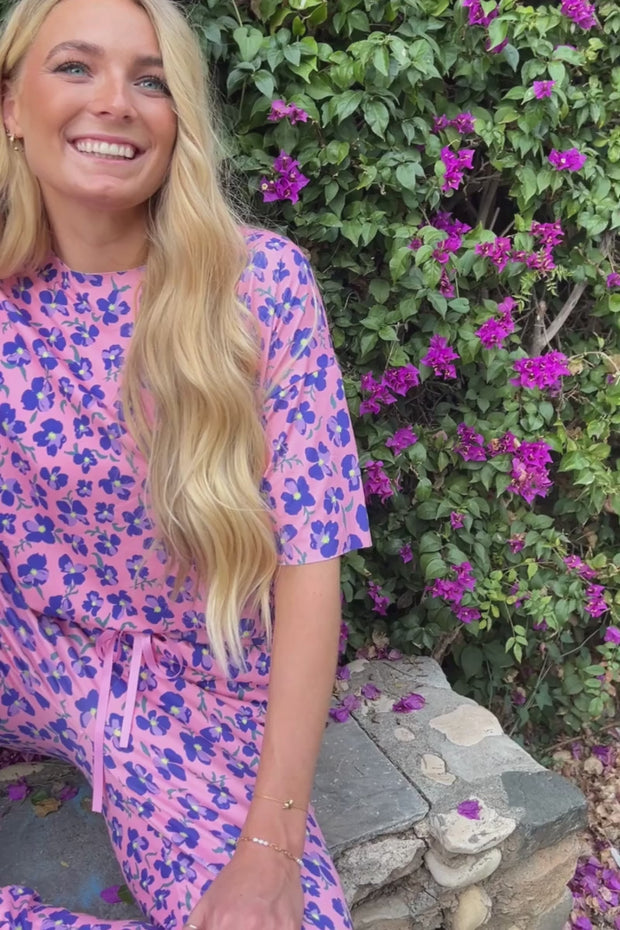 Alma Pants | Pink Purple Flower | Bukser fra Liberté