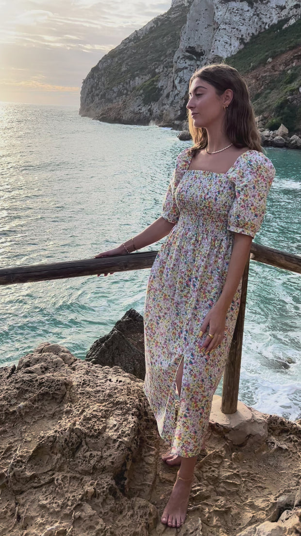 Gro Dress | Green Multi Flower | Kjole fra Liberté