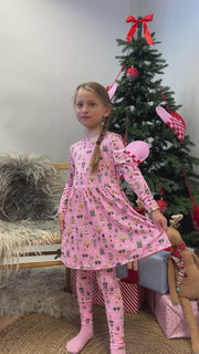 Alma Ls Babydoll Dress (Kids) | Nutcracker Bubblegum | Kjole fra Liberté Ami