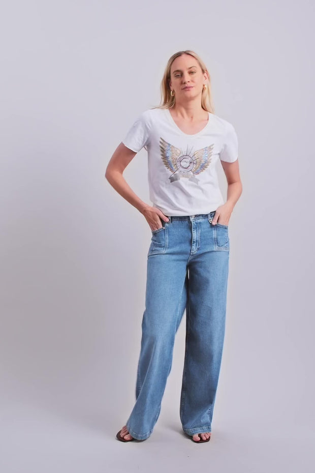 Colette Lyon Jeans  Long | Mid Blue | Jeans fra Mos Mosh