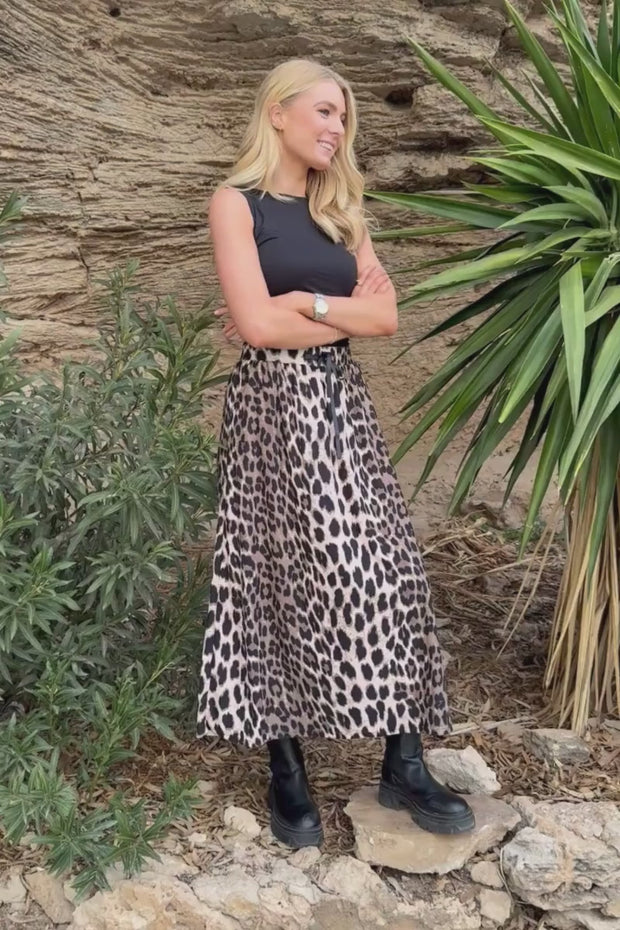 Alma Loose Skirt | Big Lux Leo Fossil | Nederdel fra Liberté