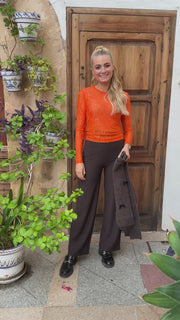 Henne Wide Pants | Dark Brown | Bukser fra Liberté