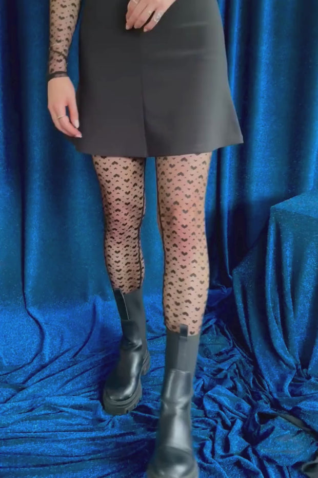 Isa Leggings | Black Small Big Hearts | Leggings fra Liberté
