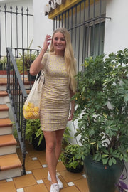 Alma Ss Turn Dress | Beige Lemon | Kjole fra Liberté