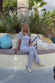 Natalia Ss Blouse | Light Blue White Stripe | T-shirt fra Liberté