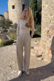 Natalia Ls Round Neck  Blouse | Ivory | Bluse fra Liberté