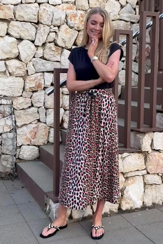 Alma Loose Skirt | Lux Leo Red Heart | Nederdel fra Liberté
