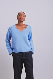 Bine LS V-neck Knit  | Hydrangea | Strik fra Mos Mosh