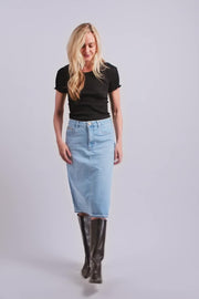 Ella Denim Skirt   | Light Blue | Nederdel fra Mos Mosh