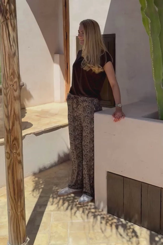 Alma Wide Pants | Mocca Brown Lace | Bukser fra Liberté