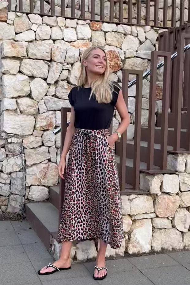 Alma Loose Skirt | Lux Leo Red Heart | Nederdel fra Liberté