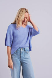 Taci 3/4 V-Neck Knit  | Hydrangea | Strik fra Mos Mosh