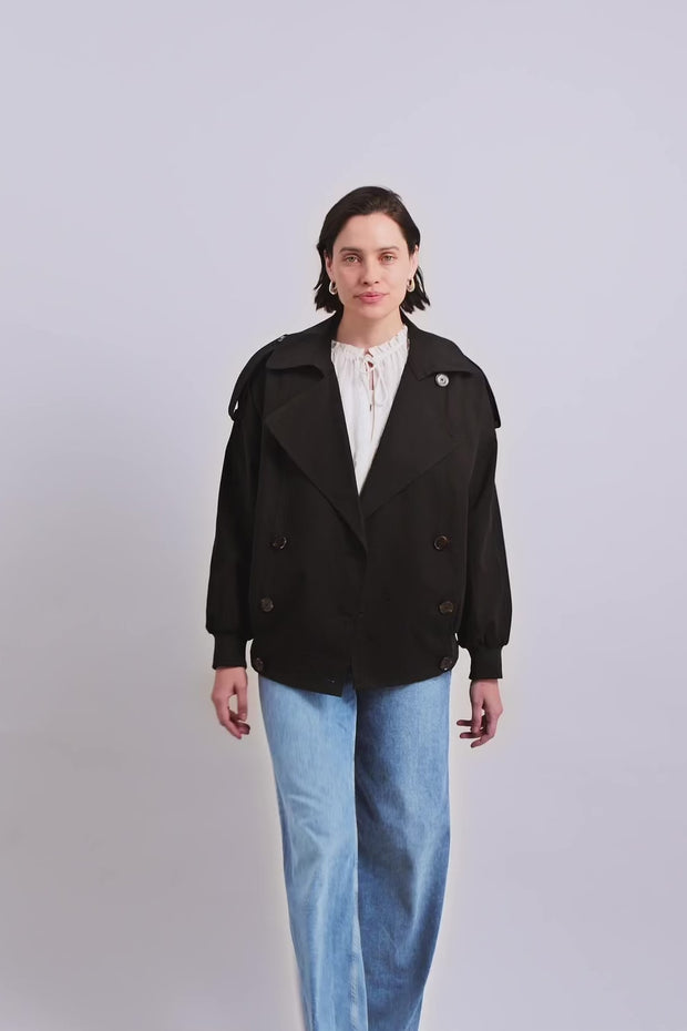 Zabi Trench Bomber Jacket  | Black | Jakke fra Mos Mosh