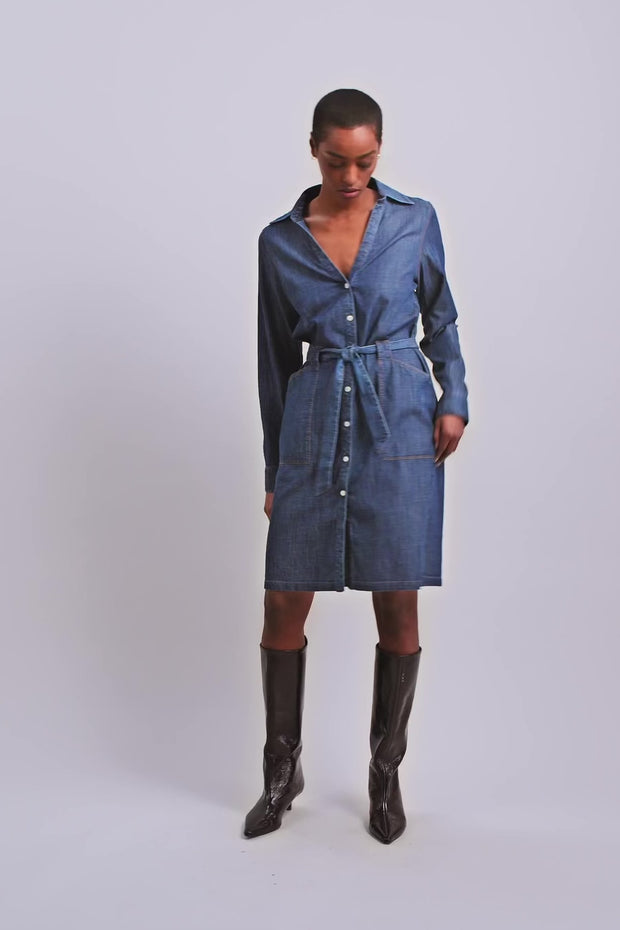 Malti Denim Dress  | Dark Blue | Kjole fra Mos Mosh