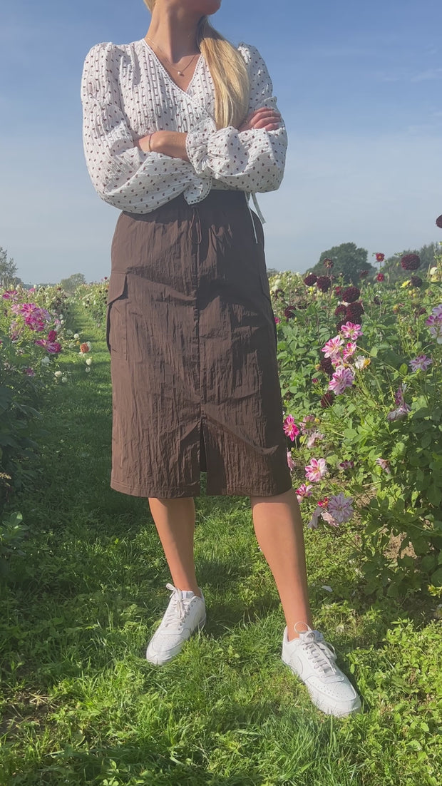 Fia Long Cargo Skirt | Dark Brown | Nederdel fra Liberté