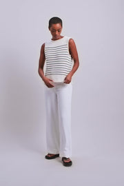 Aubin SL Stripe knit top  | Ecru | Strik fra Mos Mosh