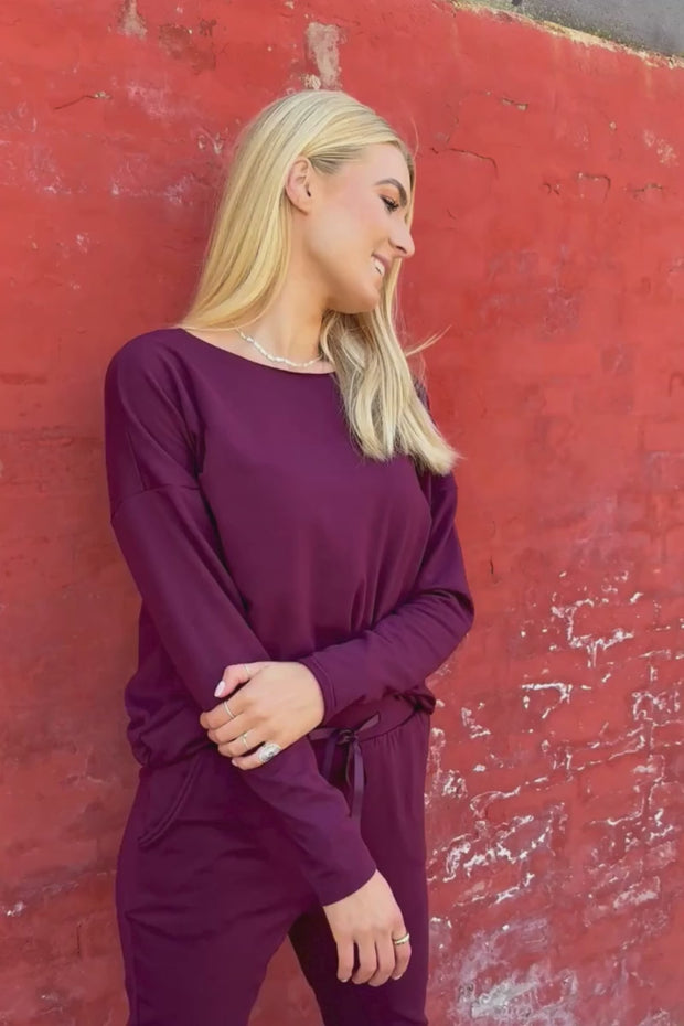 Alma Ls Top (Fleece) | Bordeaux | Bluse fra Liberté