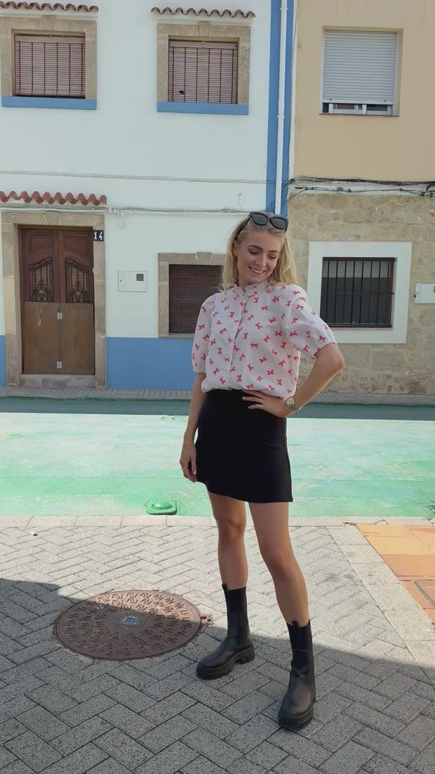 Ianna Ss Blouse | Check Bow | Bluse fra Liberté