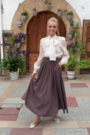 Frede Long Skirt | Dark Brown | Nederdel fra Liberté