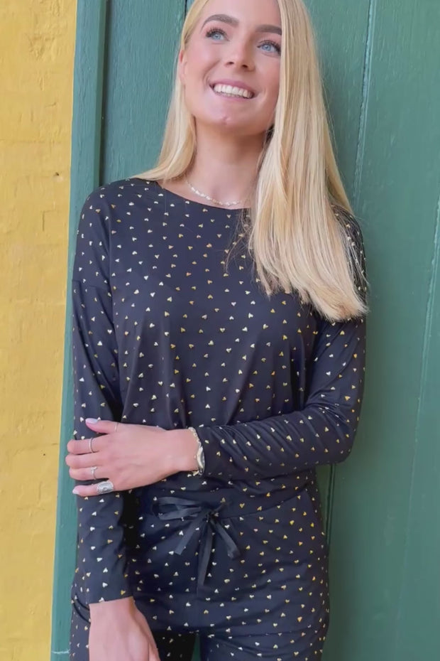 Alma Ls Top | Black Gold Heart | Top fra Liberté