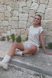 Alma Shorts | Sand Ivory Stripe | Alma fra Liberté