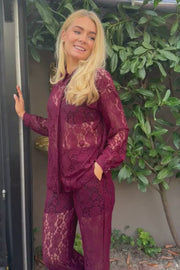 Lacy Ls Shirt | Bordeaux Lace | Skjorte fra Liberté
