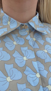 Flora Ss Blouse | Cute Bow Blue | Bluse fra Liberté