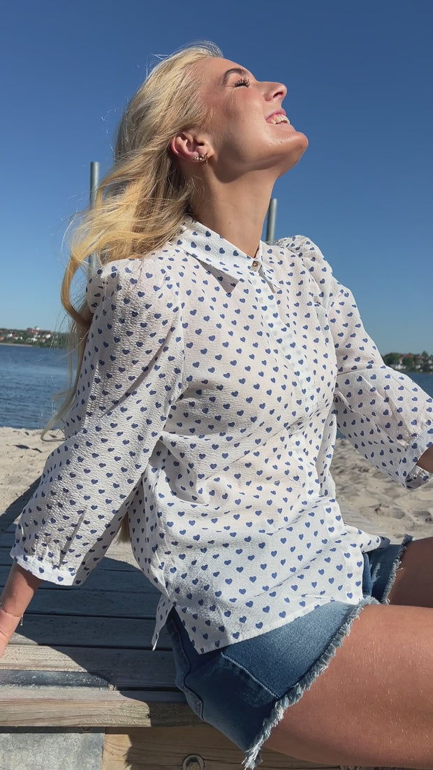 Flora Ls Blouse | Navy Heart | Bluse fra Liberté