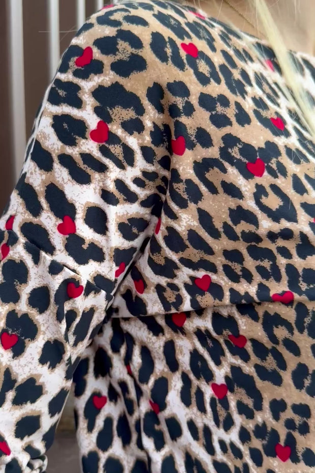 Alma Ls Top | Lux Leo Red Heart | Bluse fra Liberté