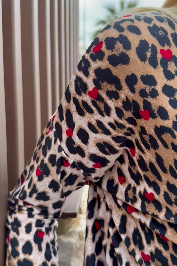 Alma Ls Top | Lux Leo Red Heart | Bluse fra Liberté