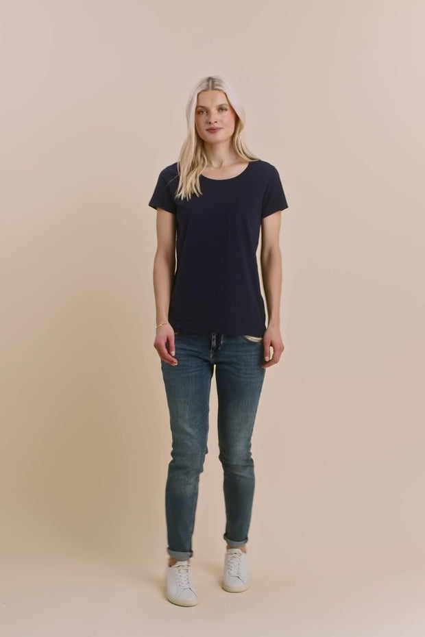 Arden Organic O-SS Tee  | Navy | T-Shirt fra Mos Mosh