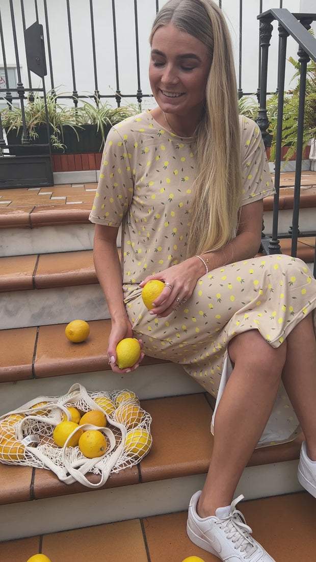 Alma Tshirt Dress | Beige Lemon | Kjole fra Liberté