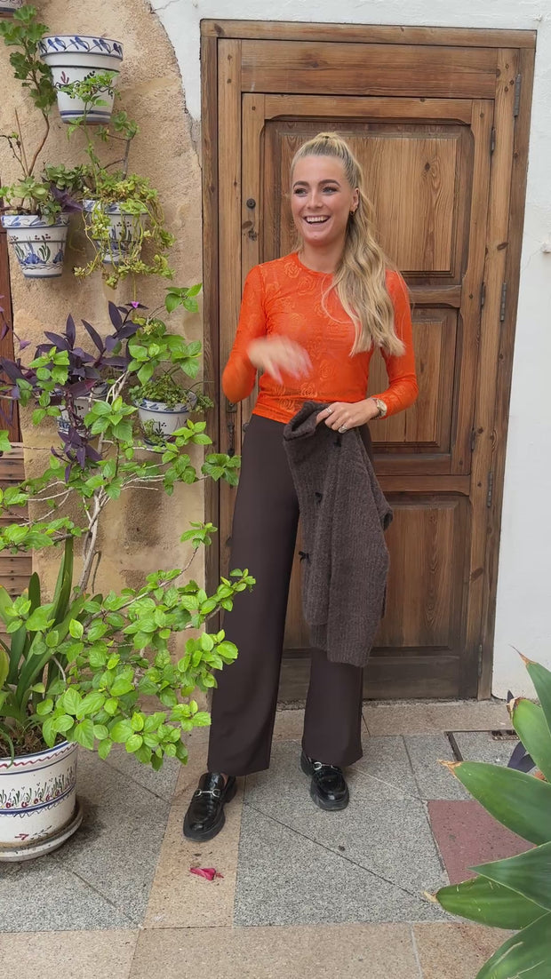Rose Ls Lace Blouse | Mandarin |  fra Liberté