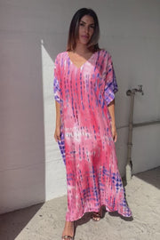 Serengeti Sun Dress | Rose | Tiedye Kaftan kjole fra Statebird