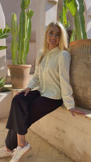 Flora Ls Blouse | Ivory Rose Flower | Skjorte fra Liberté