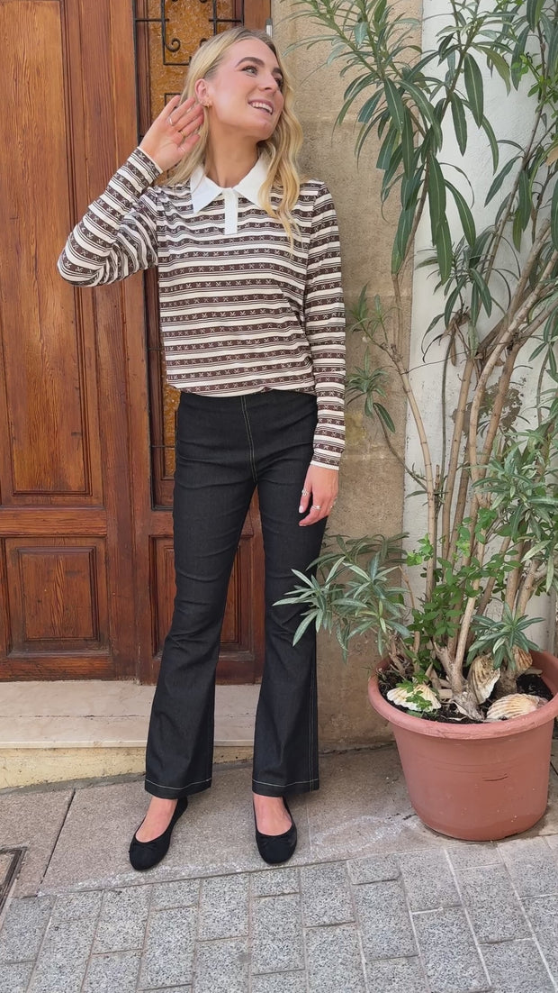Asta Flair Pant | Black Denim | Bukser fra Liberté