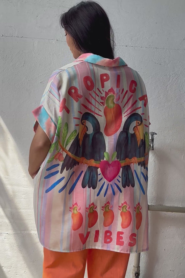 Tropicana Tucan SS shirt | Orange | Skjorte fra Atelier C