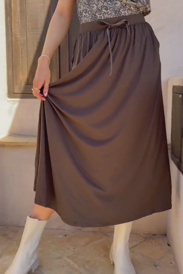 Alma Loose Skirt | Mocca | Nederdel fra Liberté