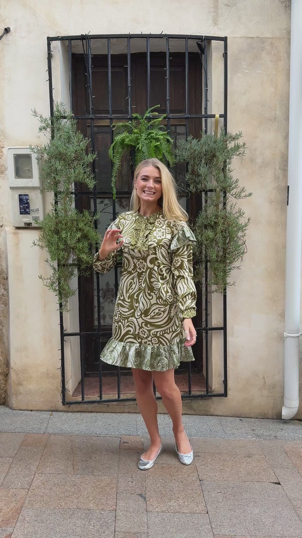 Tia Ls Frill Dress | Army | Kjole fra Liberté