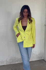 Windy Twill Pinstripe Blazer | Yellow Plum  | Blazer fra Mos Mosh