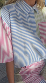 Viola Ss Shirt | Mint Blue Pink Stripe | Shirts fra Liberté